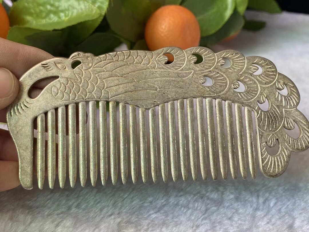 Vintage White Copper Travel Comb, Floral Design Antique Unique Rare ...
