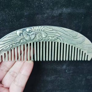 Exquisite Retro Copper Travel Comb,Antique Design Unique Rare Dragon and Phoenix Comb Silver Plated Original Unique Design Handcrafted Comb.