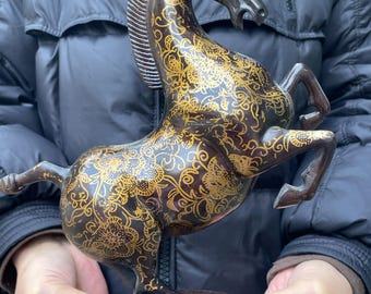Exquisite Copper Horse Sculpture Office Feng shui Decoration ornaments Animals lucky success wealth Crafts zodiac Horse Art decor .
