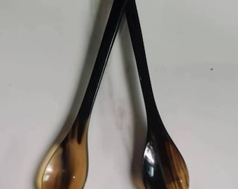 Lot of 2 Pcs Medieval Genuine Horn Spoon Handcrafted For Viking Events Cosplay stirring spoon  ice cream teaspoon Buffalo Horn Spoons  hD131