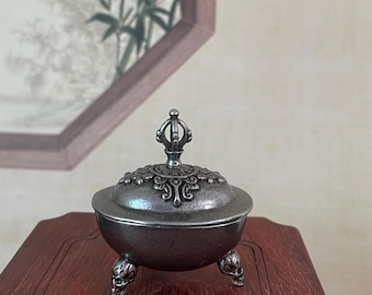 Mini Tibet Buddhism Avalokiteshvara Buddha Gabala Kapala Bowl Cup Human skull stand alloy dzi Kapala skull cup Buddhism auspicious .