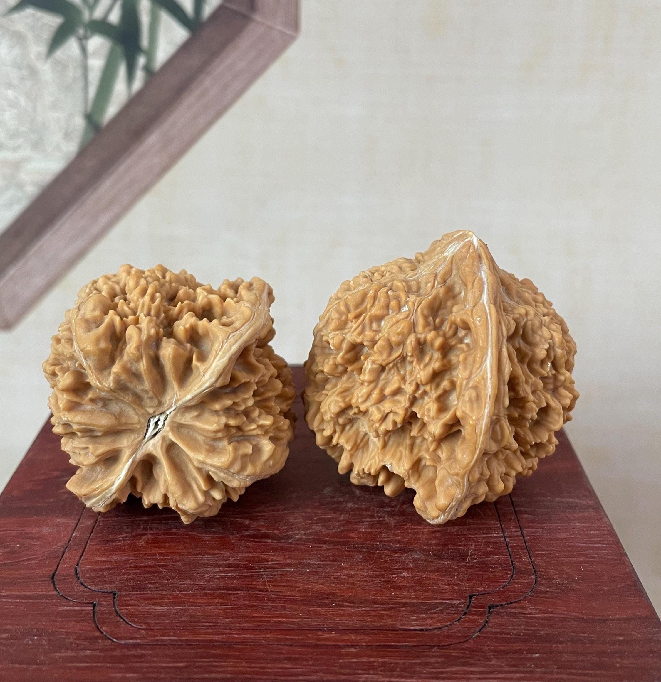A Pair Handmade Natural Walnut Handles Relieve Baoding Balls Health ...