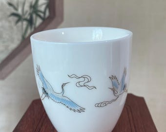 Exquisite Hand-Painted Double Cranes Ceramic Tea cup Gongfu Tea Cup, Chinese Style Coffee cup ,Unique Great gift .