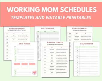 Plantilla de horario editable de mamá trabajadora 2023, horario de mamá trabajadora con bebé, planificador de mamá ocupada imprimible, horario diario de mamá trabajadora