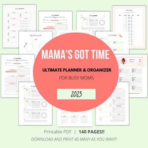 2023 Planificador de Mamá Ocupada PDF, 140 Páginas, Carpeta y Organizador de Gestión del Hogar, Horario de Limpieza para Mamás Trabajadoras, A4, A5, Planificador Feliz, Carta