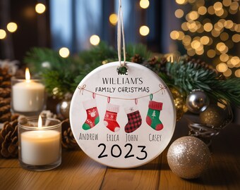 Personalized Family Christmas Ornament, Christmas 2023 Ornament, Christmas Socks Ornament, Christmas Gift.
