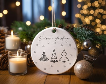 Personalized Christmas Tree Ornament Gift for Wife, Xmas Tree Ornament, Christmas Decor, Round Ornament, Christmas Star Ornament.