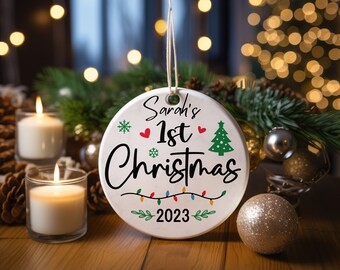 Personalized First Christmas Ornament Gift For Baby Girl,Christmas Tree Ornament, Christmas Leafy Ornament,Christmas Baby Gift.
