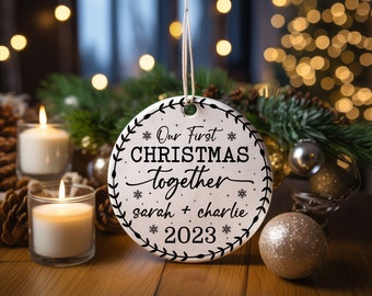 Personalized our First Christmas Together Ornament Gift For Wife, Christmas Gift, Christmas 2023 Ornament ,Christmas Leafy Ornament.