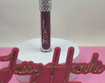 1 Hand rhinestoned lipgloss - buxom shade Brianna- blinged in silver rhinestone design