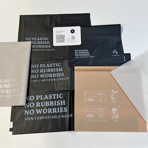 Sample Pack 100% kompostierbarer Mailer Umweltfreundliche, biologisch abbaubare Schulranzen-Postverpackung Schwarze Polytasche Alle Größen