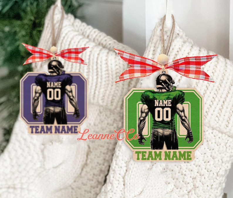 Personalized Football Ornament, Custom American Football Team Ornament