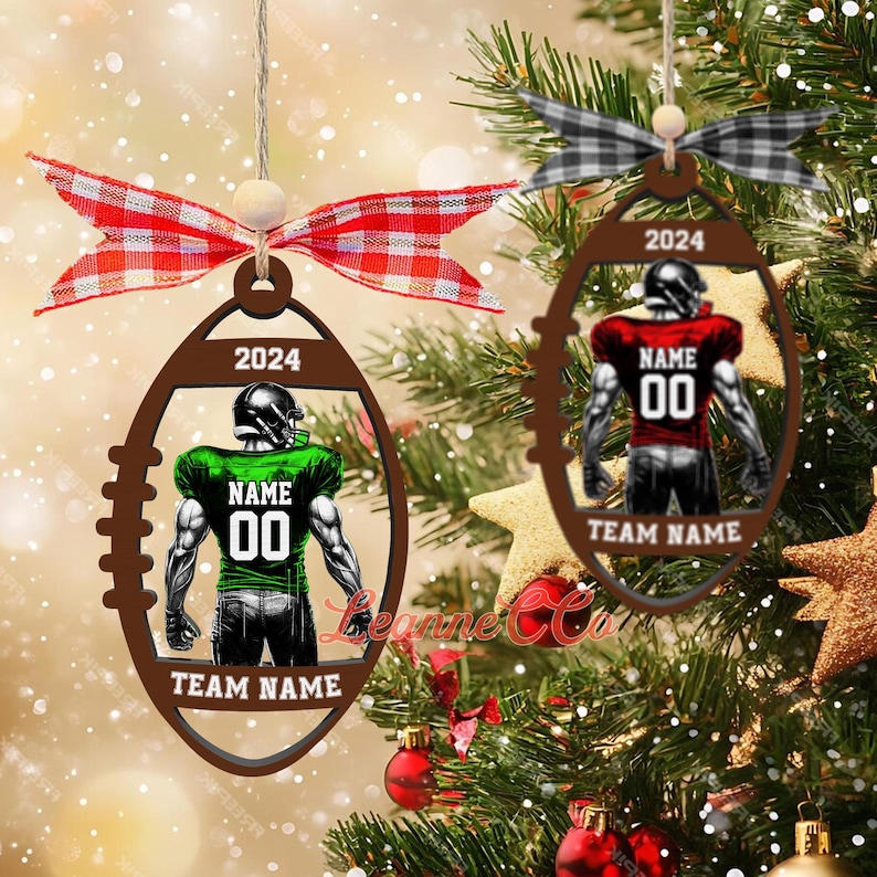 Personalized Football Ornament, Custom American Football Team Ornament