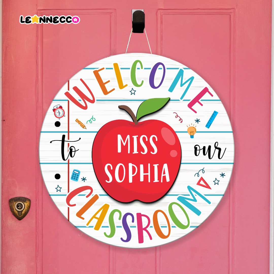 Personalized Teacher Door Sign, Classroom Welcome Sign, Custom Teacher ...