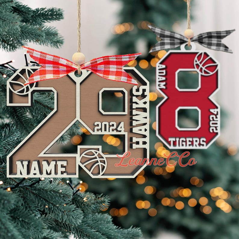Personalized 3D Basketball Ornament, Custom Basketball Number Ornament