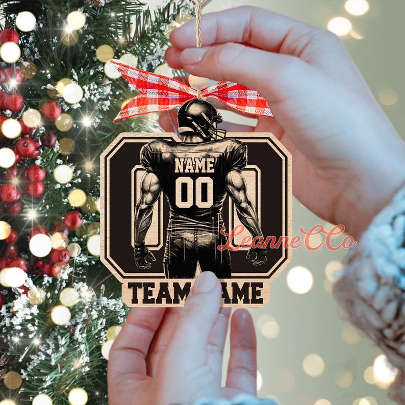 Personalized Football Ornament, Custom American Football Team Ornament