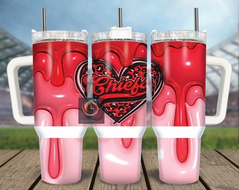 Sport Heart 40oz Tumbler Wrap Png Sublimation Designs | 3D Inflated Drip Sport 2 Pieces For Tumbler Wrap Png | Digital Download