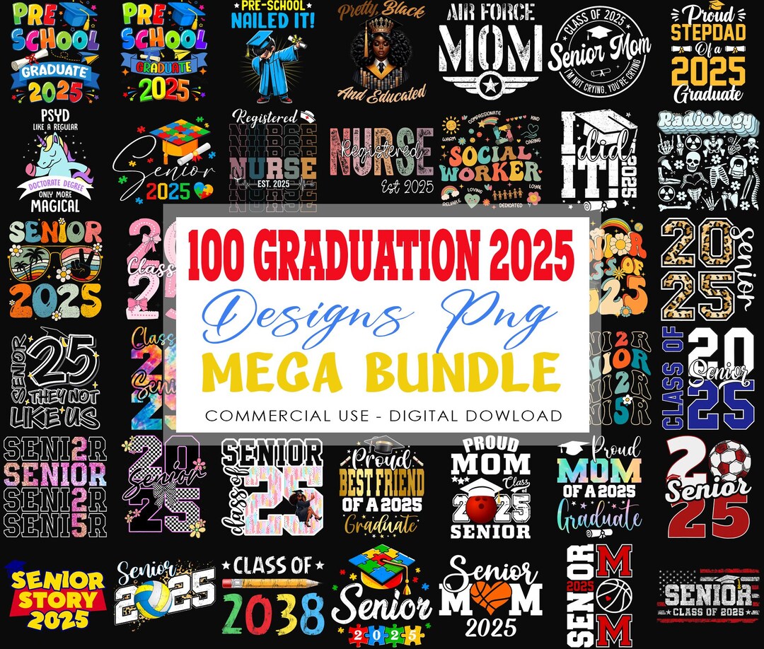 100 Graduation 2025 Png Bundle, Graduation Png, Senior 2025, Class of ...