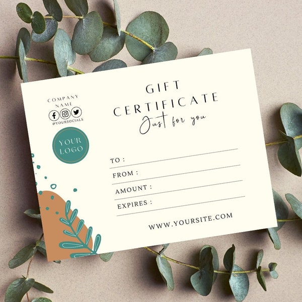 Gift Voucher Template Gift Card Template Gift Certificate Template Add Logo Voucher Template Printable Gift Card Instant Download Editable