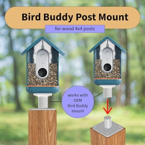 Fence Post Pole Mount Adapter for Bird Buddy Smart Feeder – Fits 4x4 Wood Posts | Bird Buddy Vertical Mount | Works with OEM Pole Mount