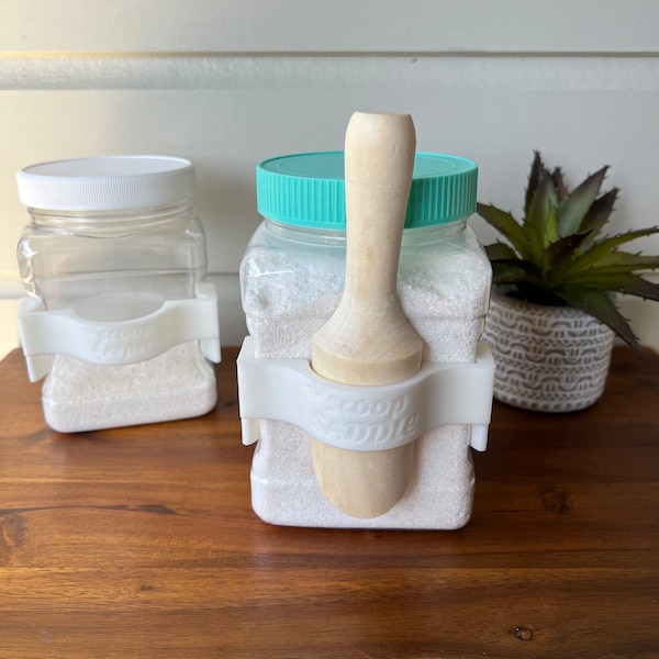 The Scoop Saddle - Plastic Scoop Clip Attachment for Buff City Soap Wood Scoops and Buff City Laundry Powder Detergent Grip Jar Containers