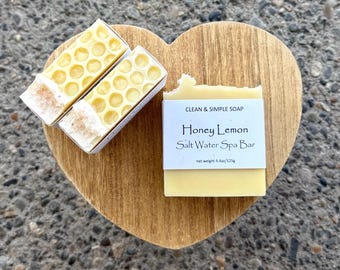 Honey Lemon Salt Water Spa Bar hand & body cold process soap