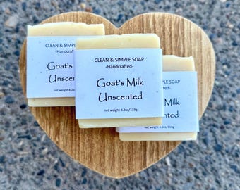 Unscented Vegan and Goat’s Milk Hand and Body cold process soap
