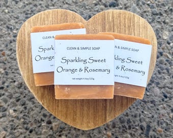 Sparkling wine Orange & Rosemary hand and body hot process soap