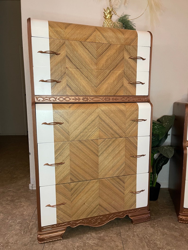 Soldvintage Waterfall Dresser Refinished Etsy