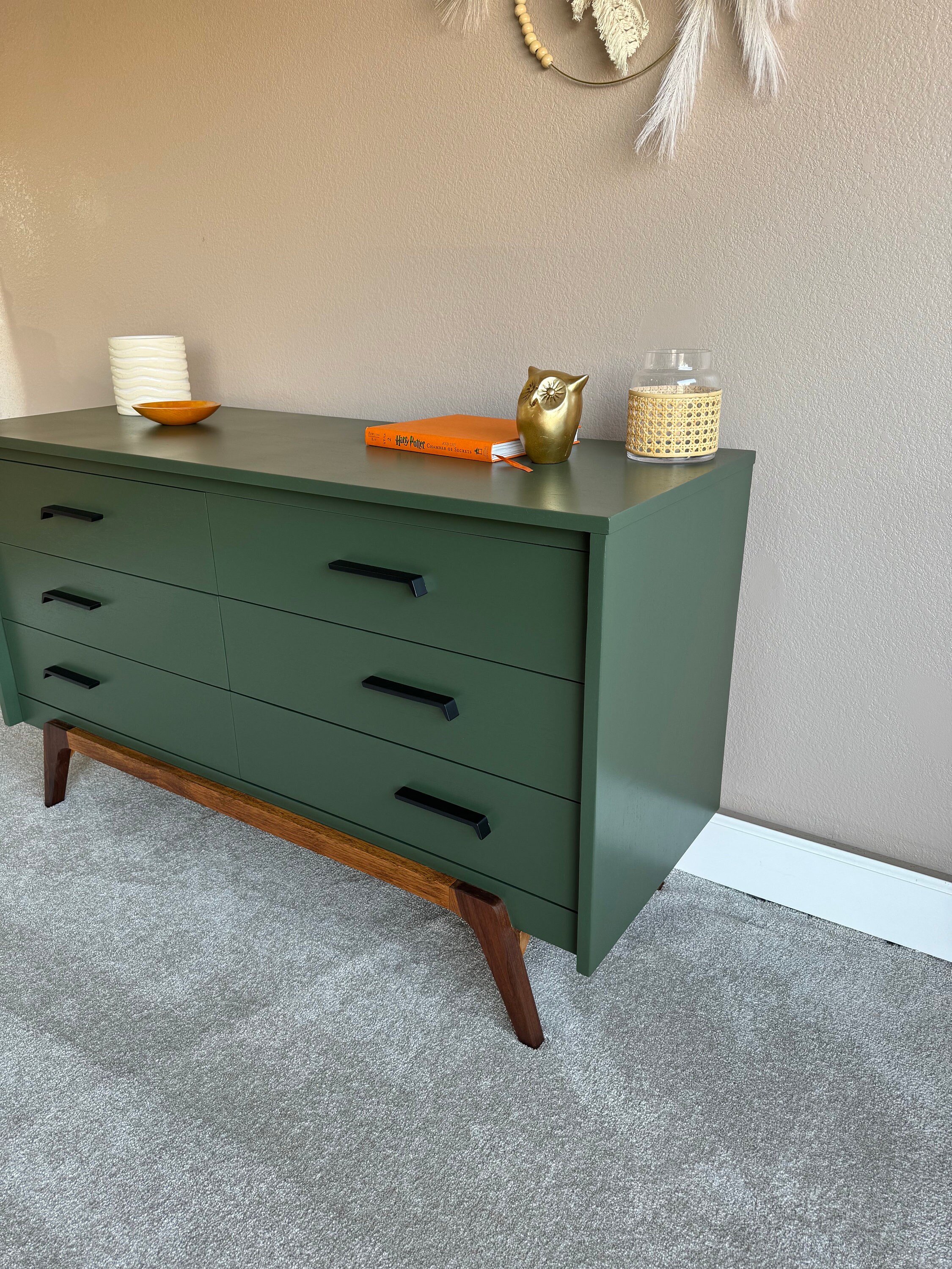 SOLD Sold Sold Soldrefinished 6-drawer MCM Dresser in Vibrant Green ...