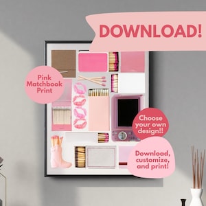 PINK Matchbook Poster Template, Blank Matchbook Template, Blank Matchbook Digital Download, Custom Matchbook, DIY Matchbox