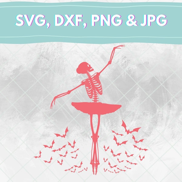 Ballerina svg | Ballerina Skeleton svg | Ballerina Skeleton and bats svg| Halloween svg| Ballet svg | Dance svg | ballet clipart