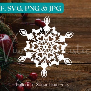 Nötknäppare Ballerina Snöflinga SVG: Laserskuren Ornament (Digital Nedladdning)