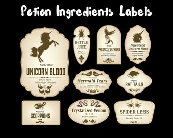 Halloween Potion Bottle Labels: Apothecary Stickers (Digital Download)
