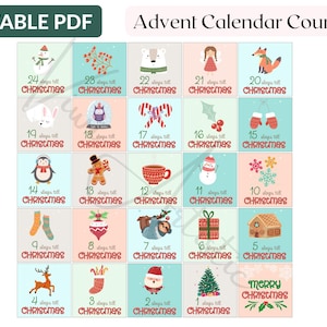 Printable Christmas Countdown Stickers| 24 days until Christmas stickers | Printable Advent countdown| DIY Advent Calendar