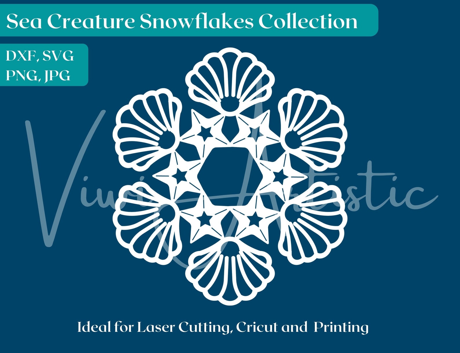 Sea Animal Snowflake SVG Bundle: Laser Cut Ornament Files (digital ...