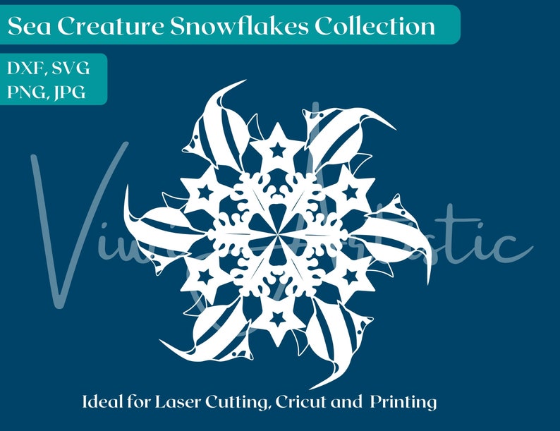 Sea Animal Snowflake SVG Bundle: Laser Cut Ornament Files (digital ...