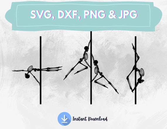 Halloween Pole Dance Skeletons SVG | Pole Fitness Clipart (Digital Download)