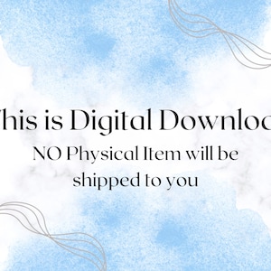 K&ouml;nnte beinhalten: Text auf einem blauen und wei&szlig;en Aquarellhintergrund, der lautet "Dies ist ein digitaler Download KEIN physischer Artikel wird an Sie versandt".