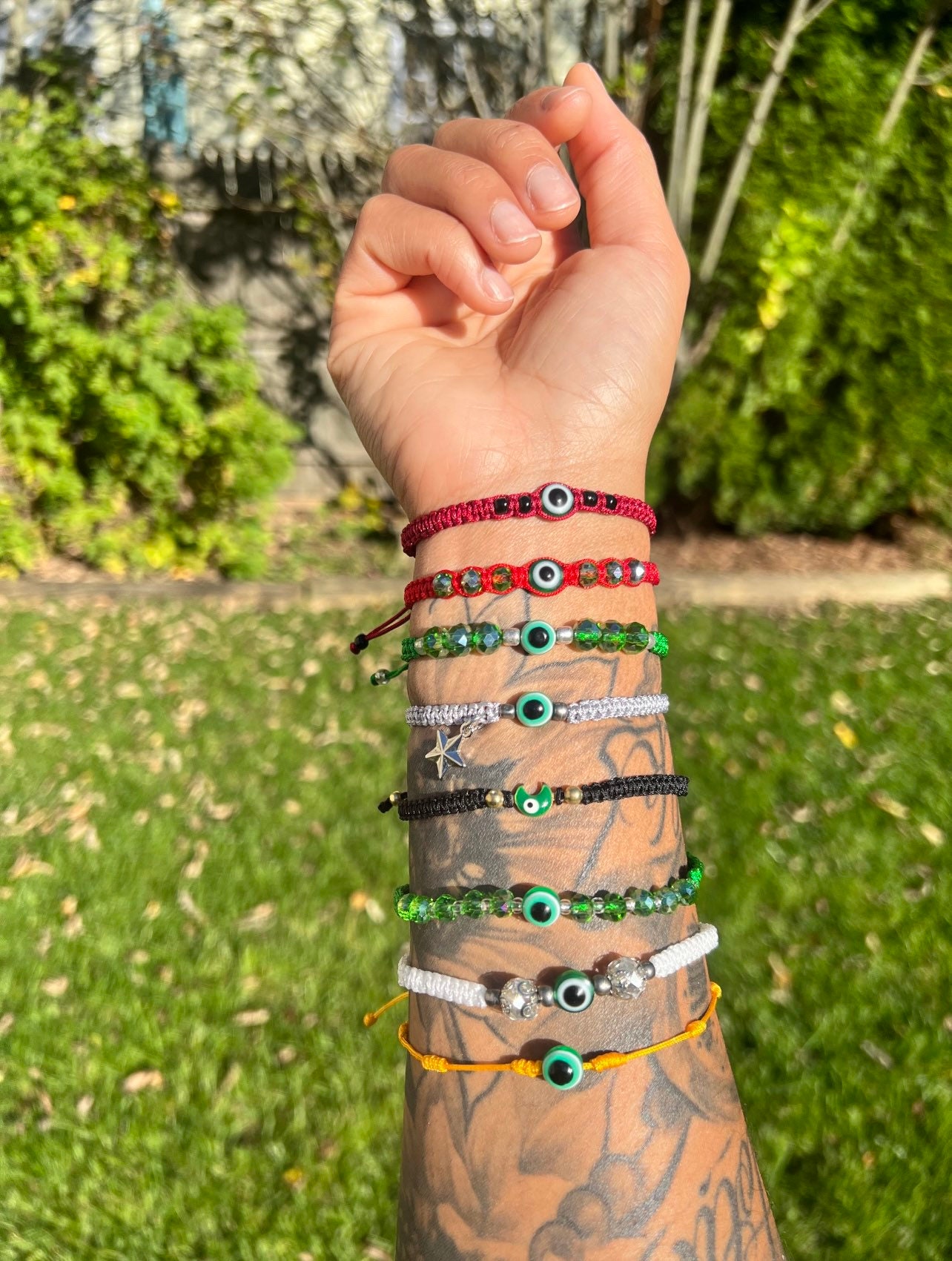 Men and Women s Dark Green Bracelet Dark Green Evil Eye Protection