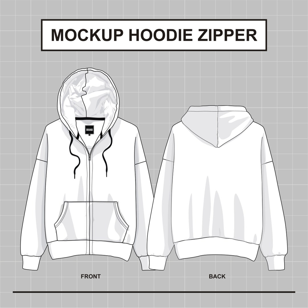 Mockup Hoodie Zipper Jacket Template Illustrator EPS SVG Pdf and