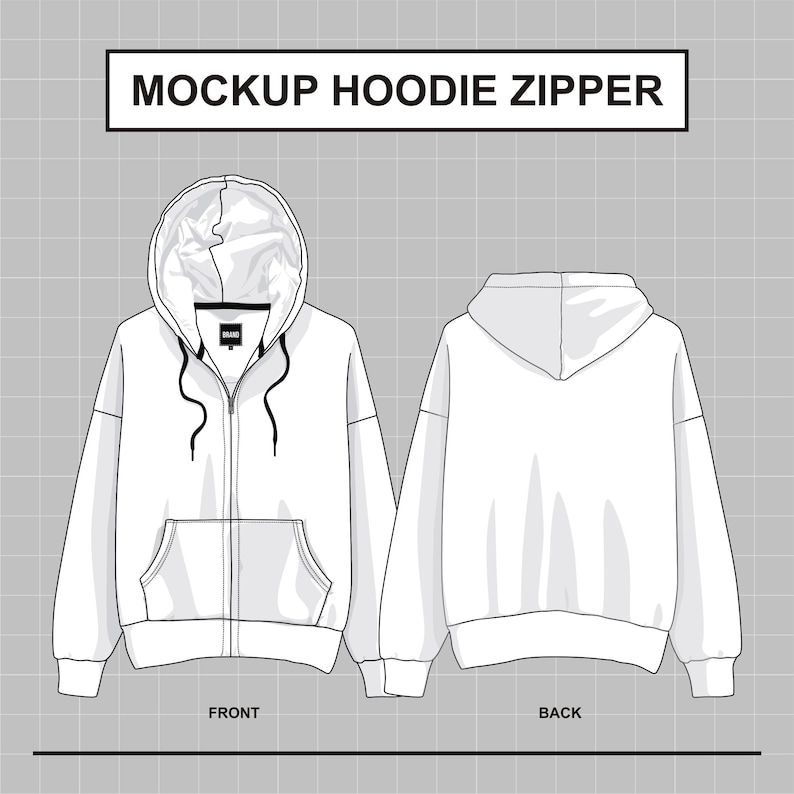 Mockup Hoodie Zipper Jacket Template Illustrator, EPS, SVG, Pdf, and ...