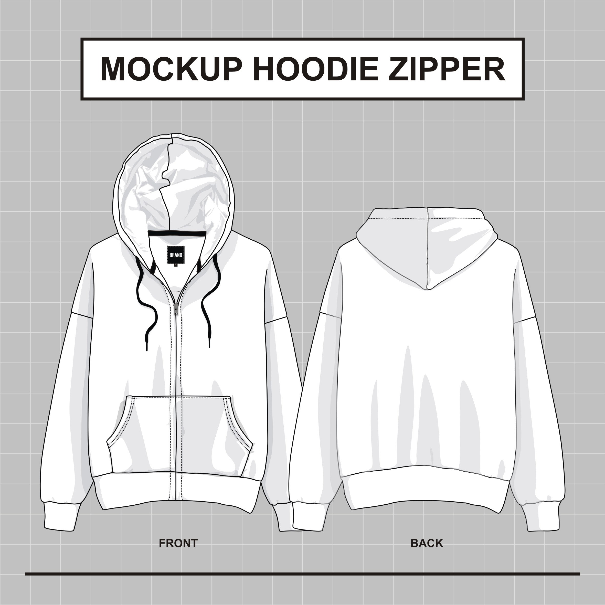 Mockup Hoodie Zipper Jacket Template Illustrator EPS SVG Pdf and Mockup Hoodie Zipper Jacket Template Illustrator EPS SVG Pdf and