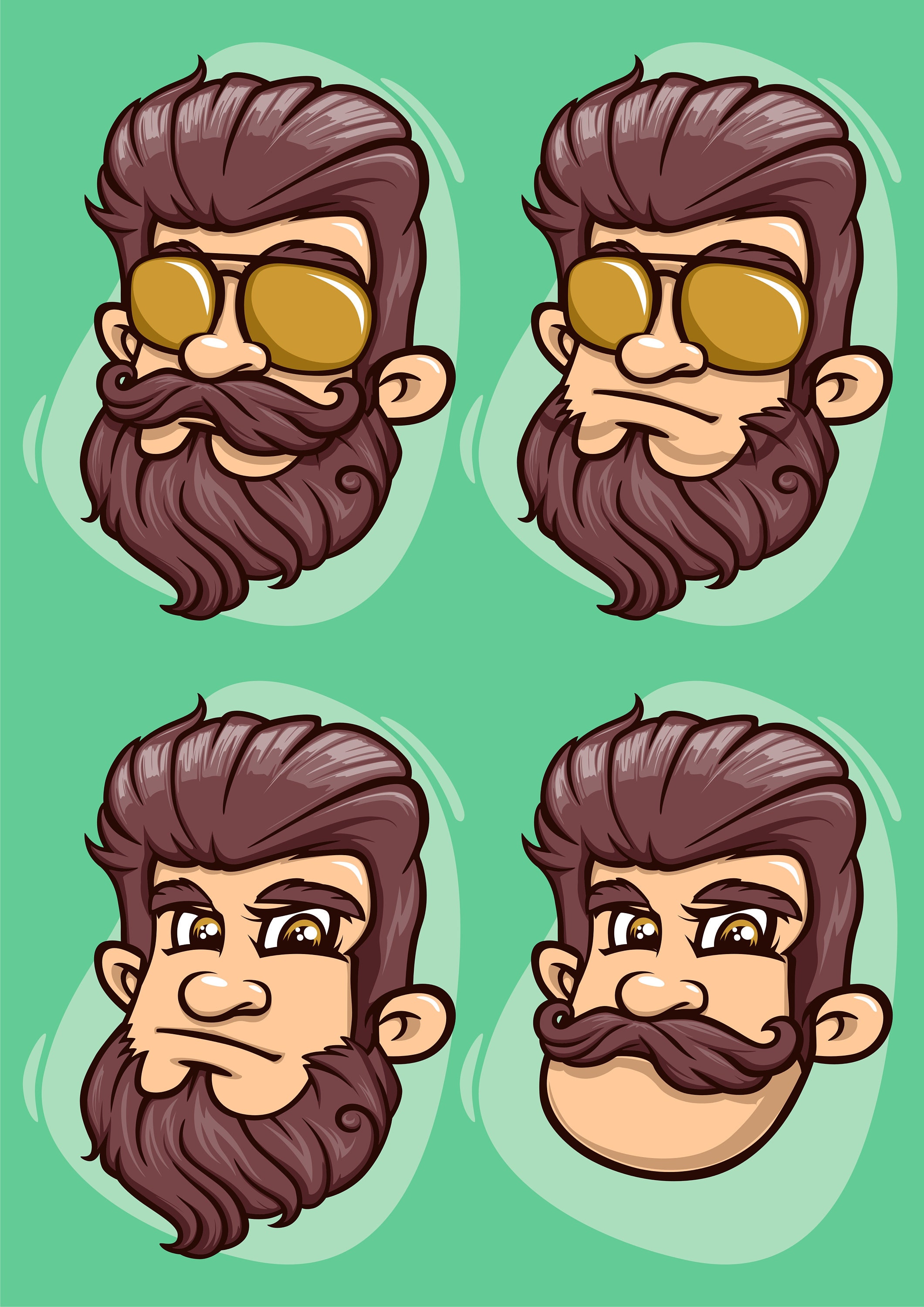 Editable Vector File Illustration of a Man With Beard Wearing ...