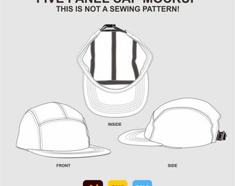 Five Panel Cap Vector Mockup Illustration Design Template | PNG, SVG, Ai