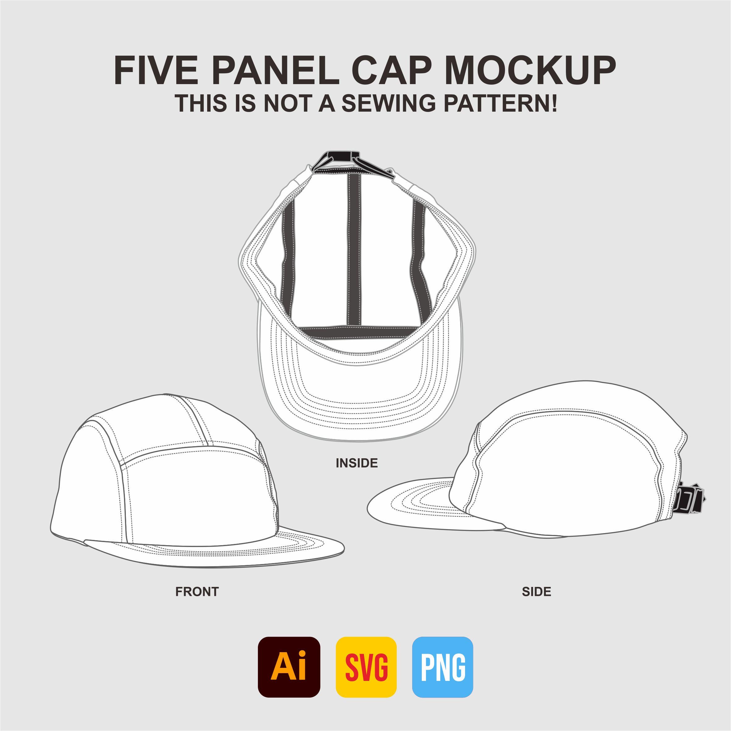 Five Panel Cap Vector Mockup Illustration Design Template | PNG, SVG ...