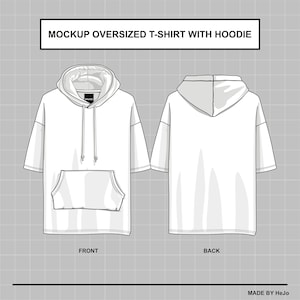 Hooded T-Shirt Oversized Mockup Vector