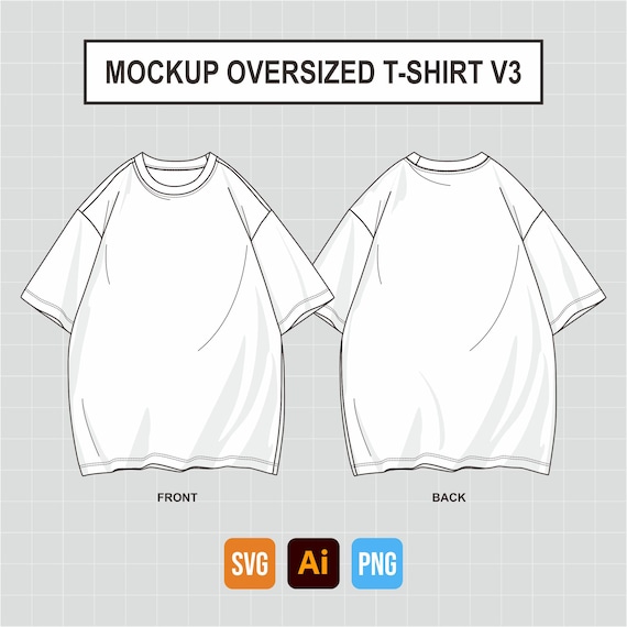Oversized T-shirt Mockup Vector V3 Illustrator - Etsy