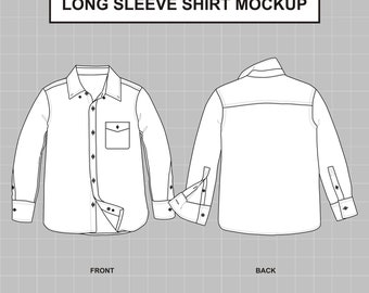 Long Sleeve Buttoned Shirt Vector Mockup Template