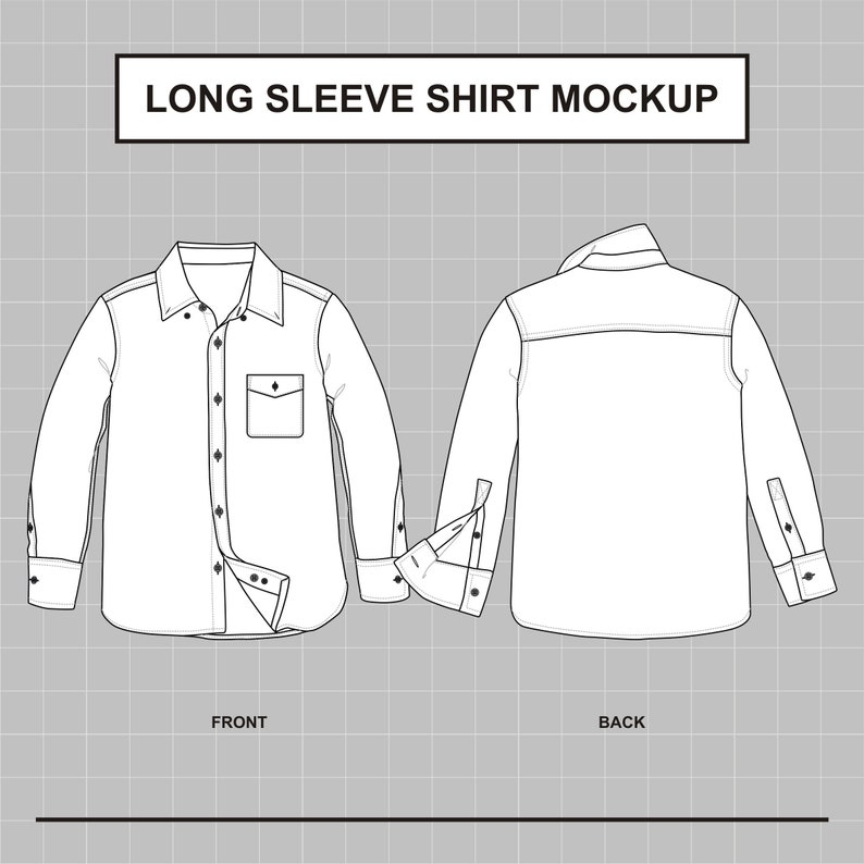 Long Sleeve Buttoned Shirt Vector Mockup Template image 1